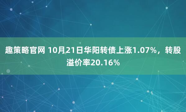 趣策略官网 10月21日华阳转债上涨1.07%，转股溢价率20.16%